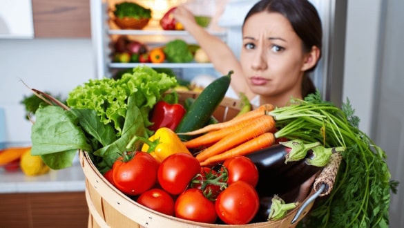 Store Summer Vegetables: basket of summer veggies