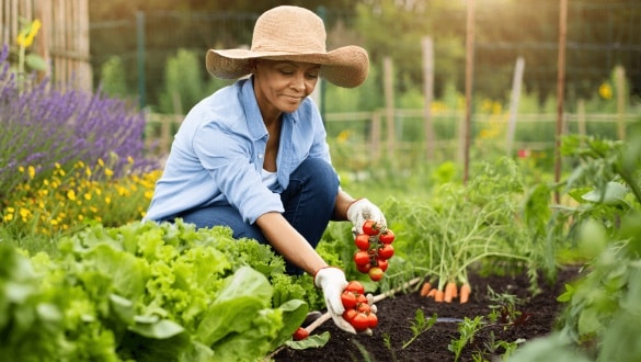 Gardening is Good for You: woman working in sunny garden