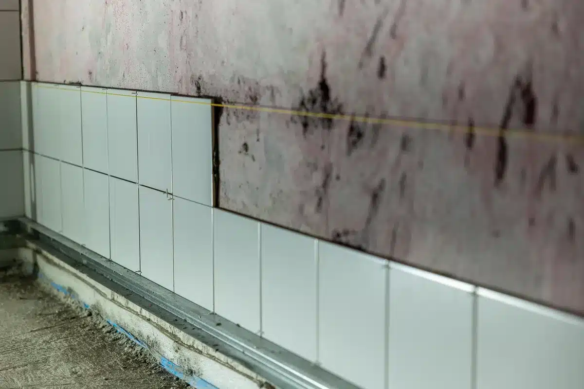 Inspection détaillée d'une salle de bains avec vérification des joints et des traces d'humidité